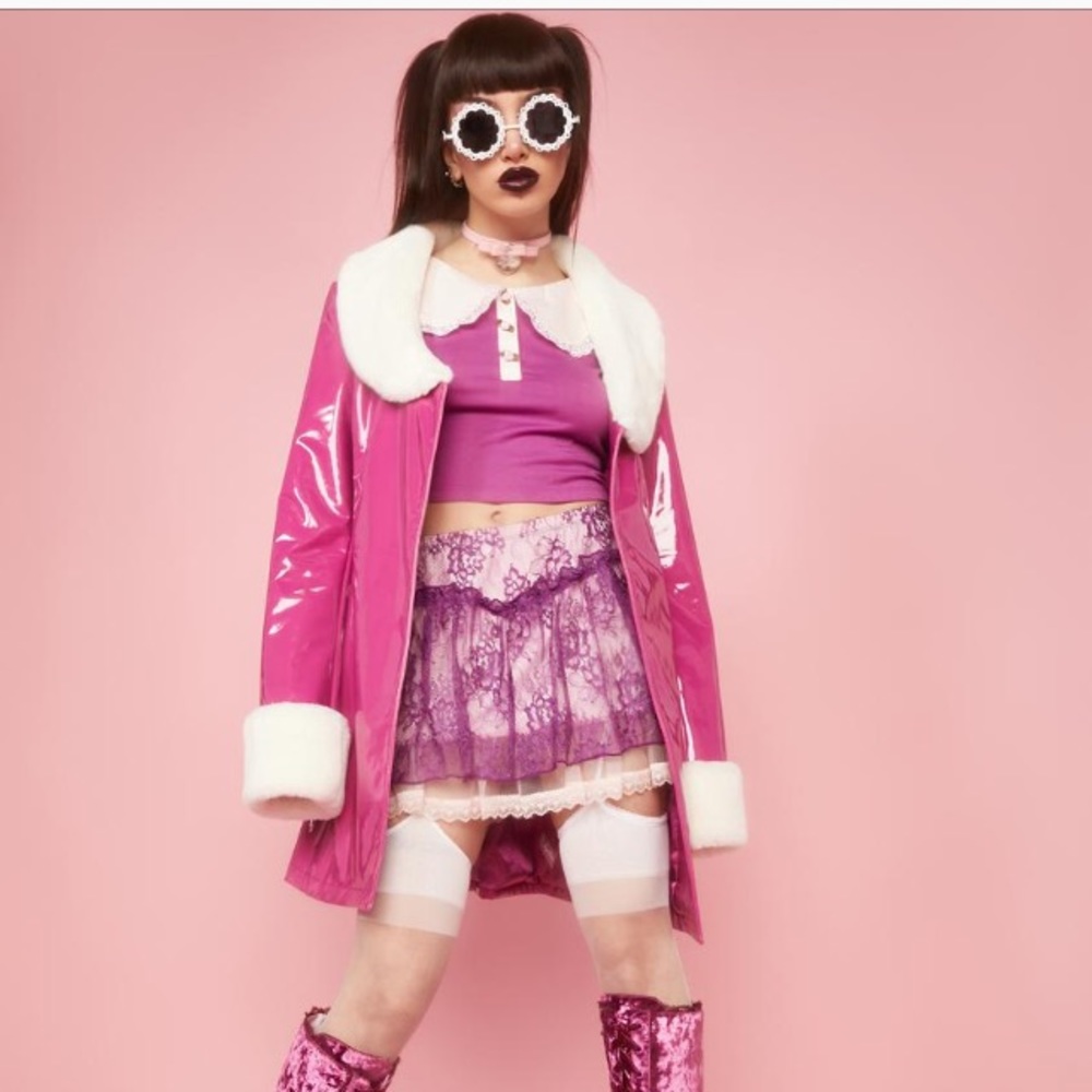 💖Sugarthrillz vinyl jacket with faux fur 💖